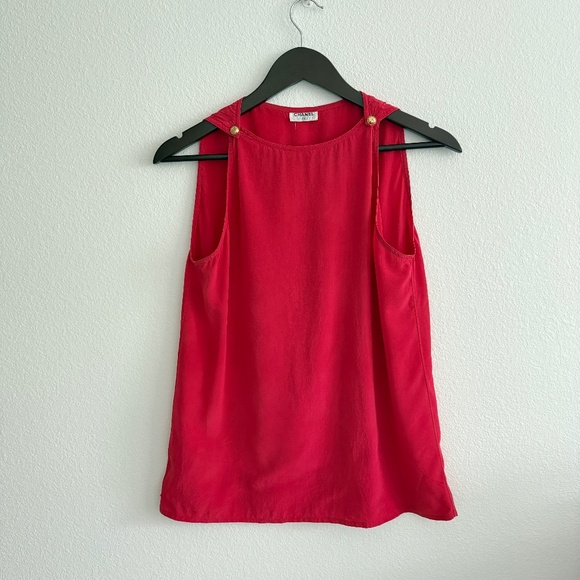 Chanel Red Silk Top - Picture 1 of 5